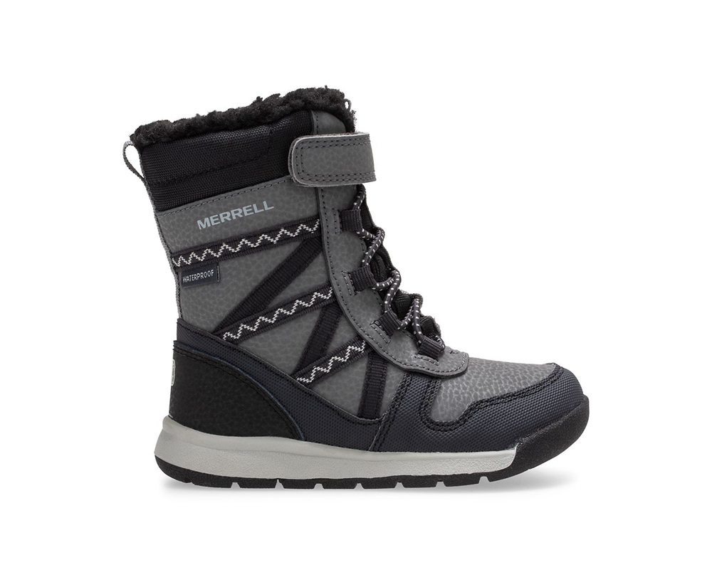 Botas Criança - Merrell Snow Crush 2.0 Waterproof Jr. - Pretas/Cinzentas - JVU891637